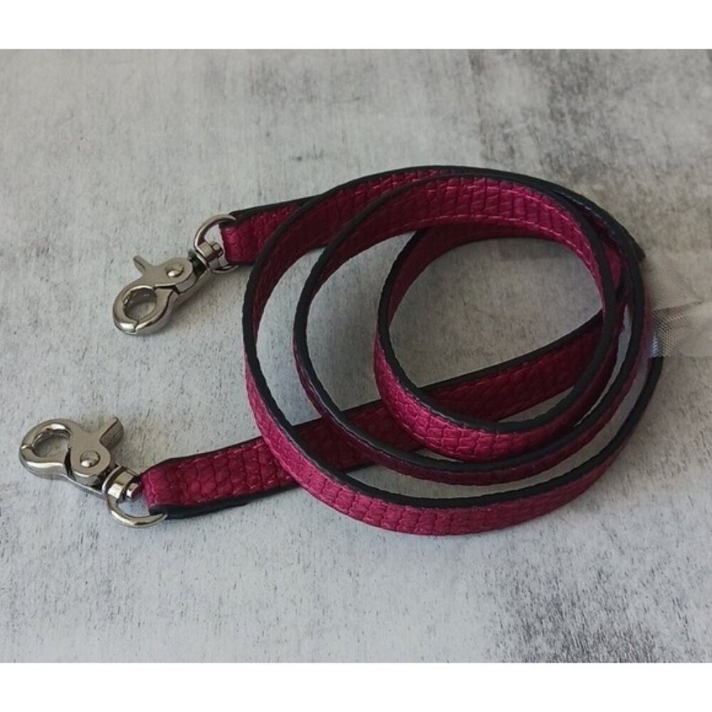Clip-on Replacement Fuchsia Pink Textured Handbag Shoulder Strap Silver Clips - Picture 3 of 7